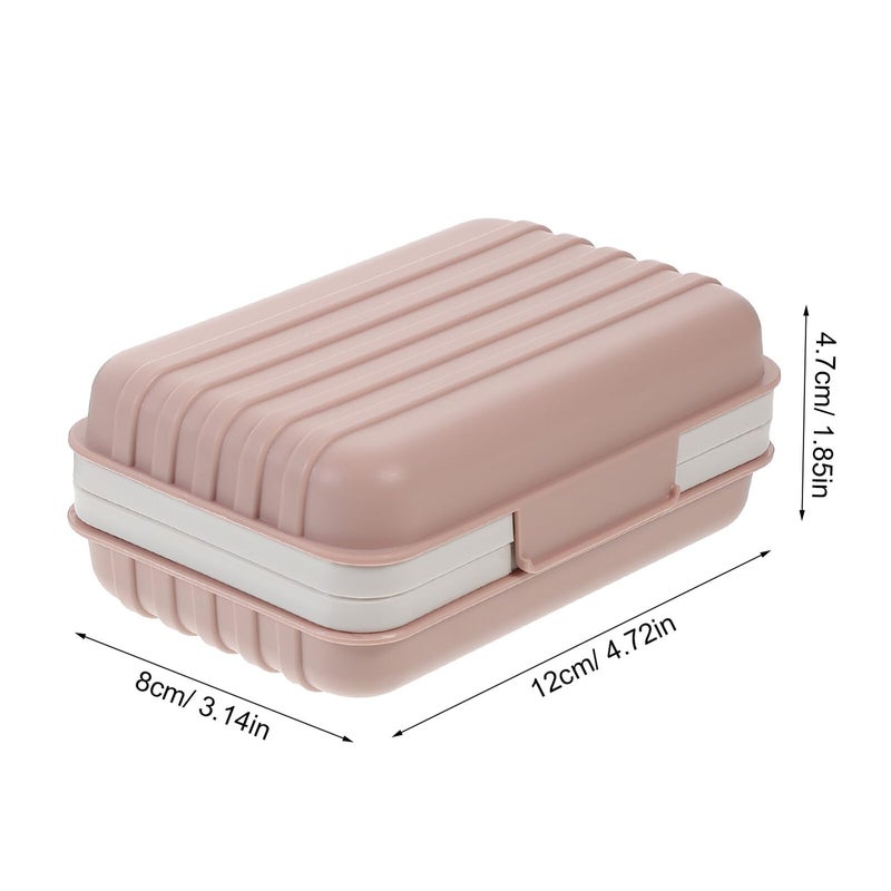 2pcs Leakproof Portable Soap Dish with Sealed Lid for Travel Camping Gym Bathroom Light Blue and Pink - Image 3