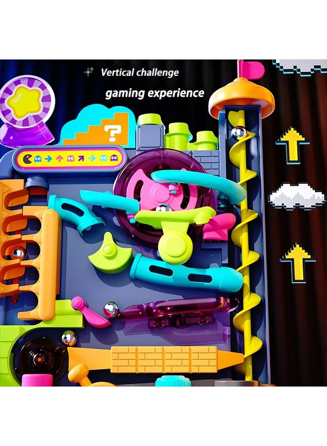 Blue Rolling Ball Toy Marble Run with Interactive Beams Gears Obstacle Course STEM Learning for Kids Hand Eye Coordination Problem Solving Focus Durable Plastic Construction Blocks for Boys Girls Ages 3 Plus - Image 5