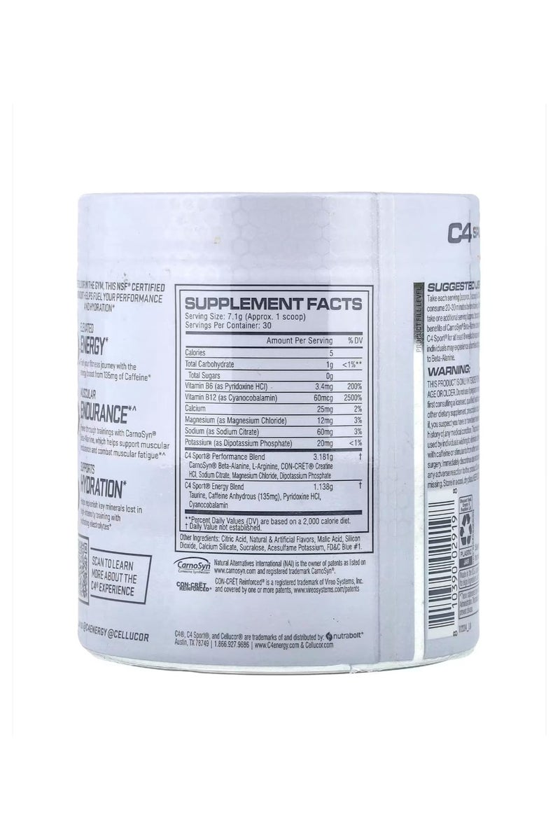 C4  Cellucor سي فور سبورت قبل التمرين. توت أزرق ٧.٥ أونصة (٢١٣ غرامًا) - Image 2