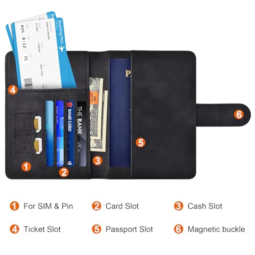 Eoehro Passport Holder for Travel Essentials, Passport Wallet Cover Case for Travel Must Haves Accessories,Passport Book Holders for Women and Men(black) - Image 3
