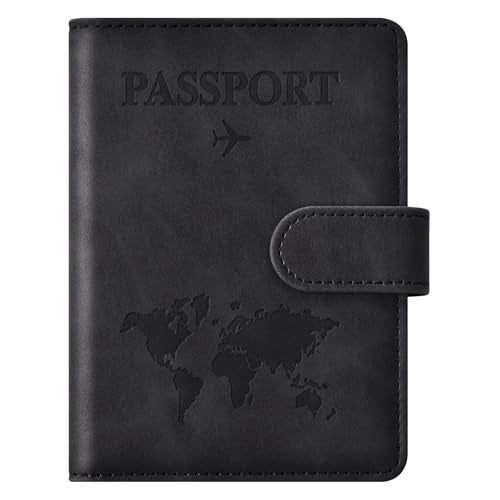 Eoehro Passport Holder for Travel Essentials, Passport Wallet Cover Case for Travel Must Haves Accessories,Passport Book Holders for Women and Men(black) - Image 1