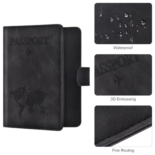 Eoehro Passport Holder for Travel Essentials, Passport Wallet Cover Case for Travel Must Haves Accessories,Passport Book Holders for Women and Men(black) - Image 5