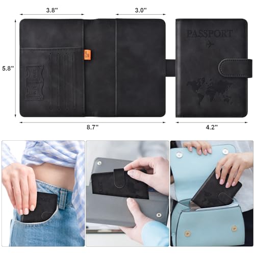 Eoehro Passport Holder for Travel Essentials, Passport Wallet Cover Case for Travel Must Haves Accessories,Passport Book Holders for Women and Men(black) - Image 2