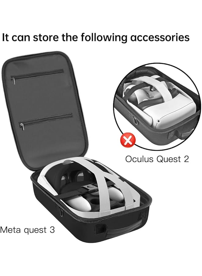 إيروريكس حقيبة سفر صلبة مطورة متوافقة مع سماعة الألعاب Oculus Quest 3 وQuest Vr وملحقات وحدات التحكم، حقيبة حمل مقاومة للماء والصدمات، حقيبة حمل سوداء، ملحقات ألعاب الواقع الافتراضي - Image 4