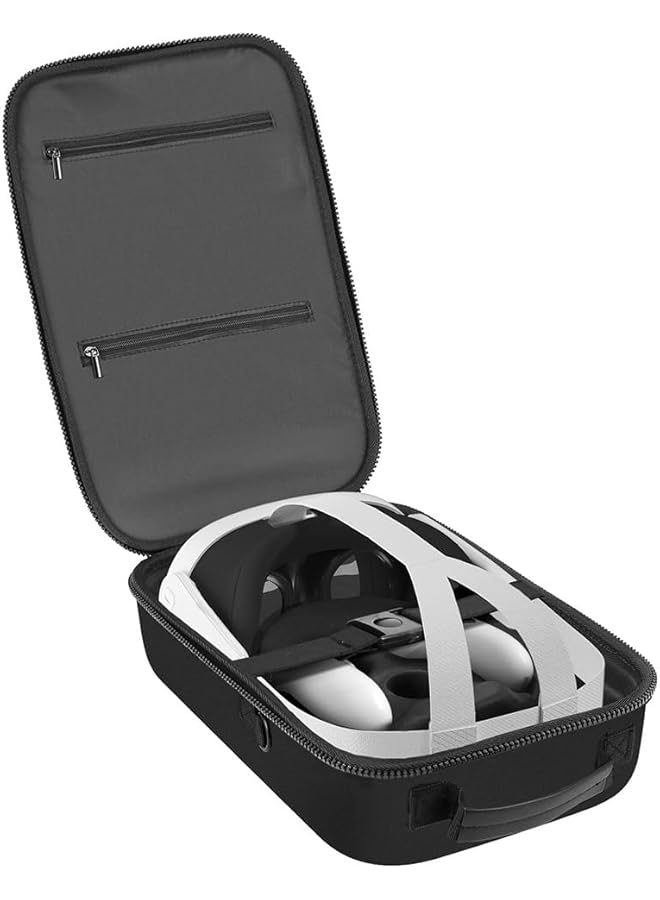 إيروريكس حقيبة سفر صلبة مطورة متوافقة مع سماعة الألعاب Oculus Quest 3 وQuest Vr وملحقات وحدات التحكم، حقيبة حمل مقاومة للماء والصدمات، حقيبة حمل سوداء، ملحقات ألعاب الواقع الافتراضي - Image 3