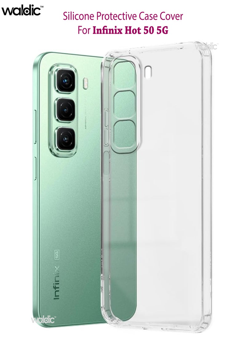 Waldic Infinix Hot 50 5G Premium Case | Premium Silicone  Case Cover Designed for Infinix Hot 50 5G | Infinix Hot 50 5G Case Camera and Drop Protection Thin Protective Back Cover Case for Infinix Hot 50 5G - Clear  - Image 1
