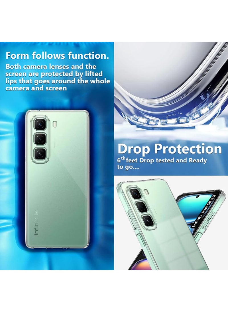 Waldic Infinix Hot 50 5G Premium Case | Premium Silicone  Case Cover Designed for Infinix Hot 50 5G | Infinix Hot 50 5G Case Camera and Drop Protection Thin Protective Back Cover Case for Infinix Hot 50 5G - Clear  - Image 5