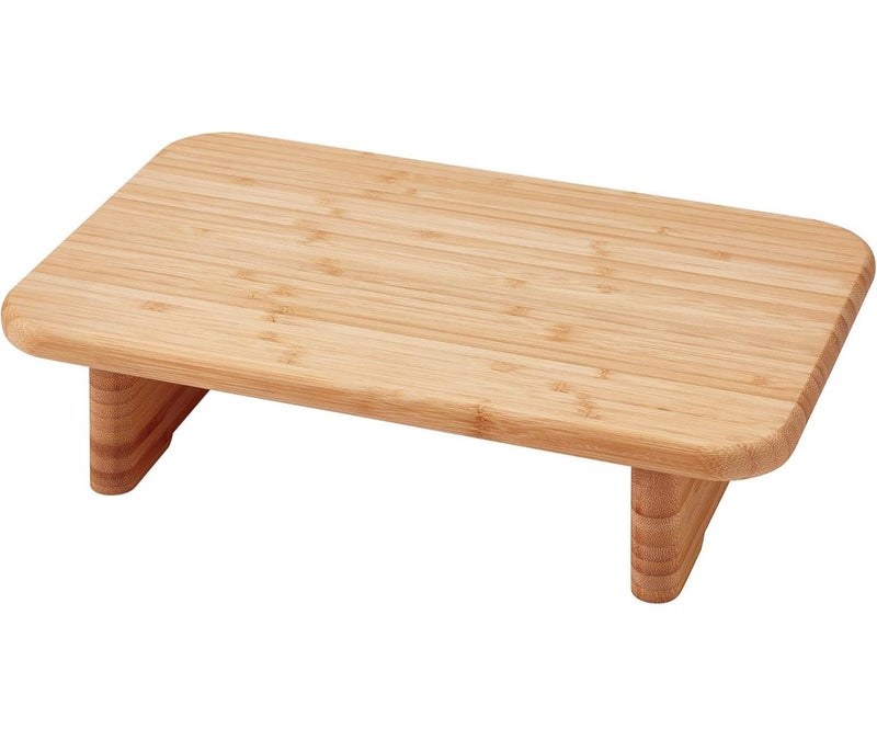 Bamboo Chopping Board 35 x 22 cm, Wooden Cutting Board with Raised Feet, Durable Kitchen Prep Board for Meat, Vegetables, Fruits, Bread & Serving, Natural Bamboo Kitchen Board - Image 1