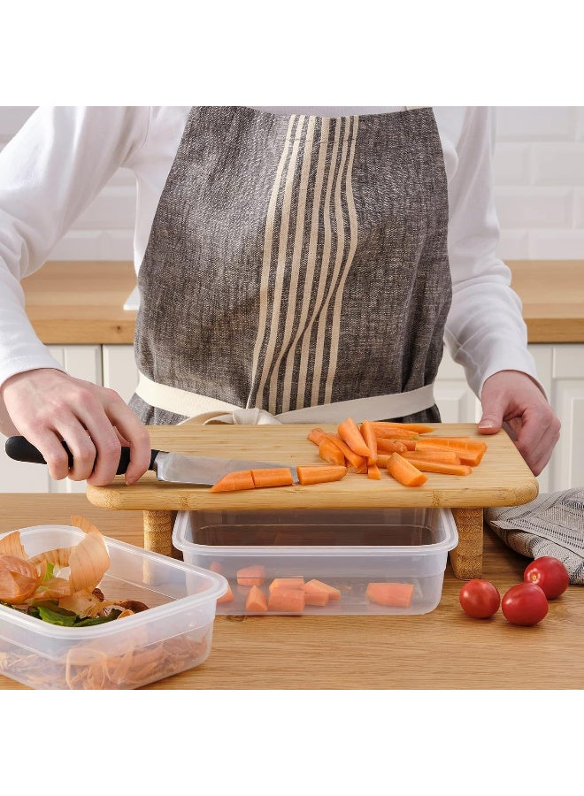 Bamboo Chopping Board 35 x 22 cm, Wooden Cutting Board with Raised Feet, Durable Kitchen Prep Board for Meat, Vegetables, Fruits, Bread & Serving, Natural Bamboo Kitchen Board - Image 2