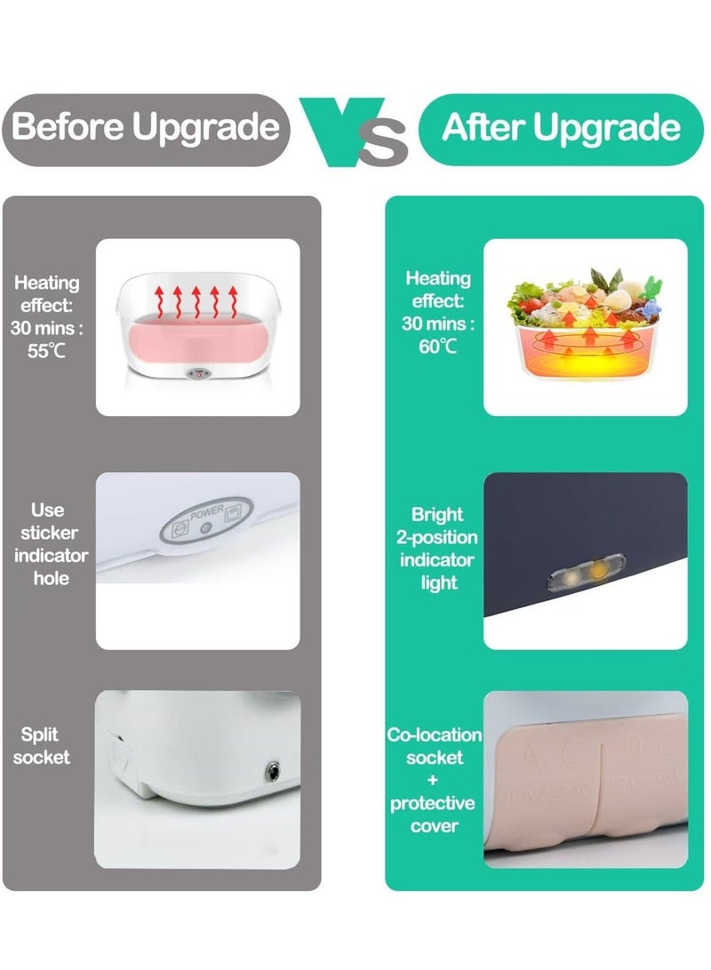 Aideli Electric Lunch Box 60W, Portable Self-Heating Food Warmer for Car, Truck, Office, 1.5L Stainless Steel & 0.45L Fruit Container with Fork and Spoon, Leakproof Matte Black - Image 3