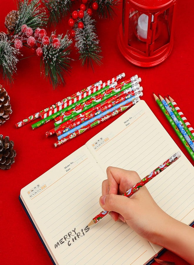 Aodaer 72 Pieces Christmas Holiday Pencils Assorted Patterns Xmas Wood Pencils with Eraser Colorful Santa Claus, Elk, Sleigh Pencils for Children, Christmas Party Supplies - Image 5