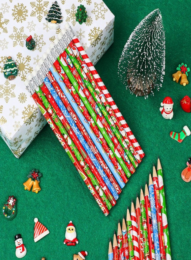 Aodaer 72 Pieces Christmas Holiday Pencils Assorted Patterns Xmas Wood Pencils with Eraser Colorful Santa Claus, Elk, Sleigh Pencils for Children, Christmas Party Supplies - Image 4