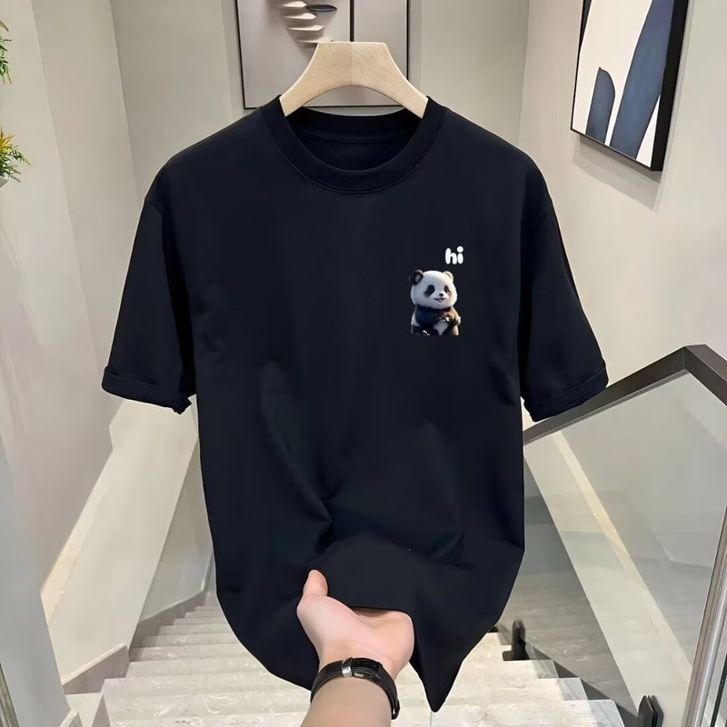 2024 Dragon Summer Versatile Printed Short-Sleeved T-Shirt Men'S Youth Slim Casual Bottoming Shirt Thin Top - Image 1