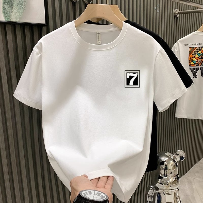 2024 Dragon Summer Versatile Printed Short-Sleeved T-Shirt Men'S Youth Slim Casual Bottoming Shirt Thin Top - Image 2