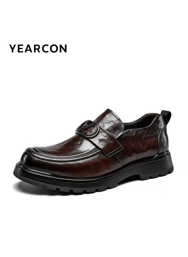 YEARCON Yierkang Lefu Men's New Business Casual Slip-on Thick-soled Leather Shoes 96167w Brown 41 - Image 4
