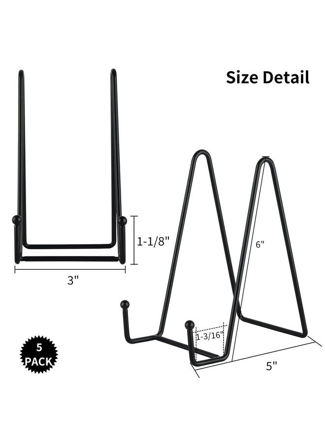 IBosins IBosins 5 Pack 6 Inch Plate Holder Display Stands, Metal Black Frame Stand for Picture, Book, Photo Easel, Creation, Collectibles  - Image 2