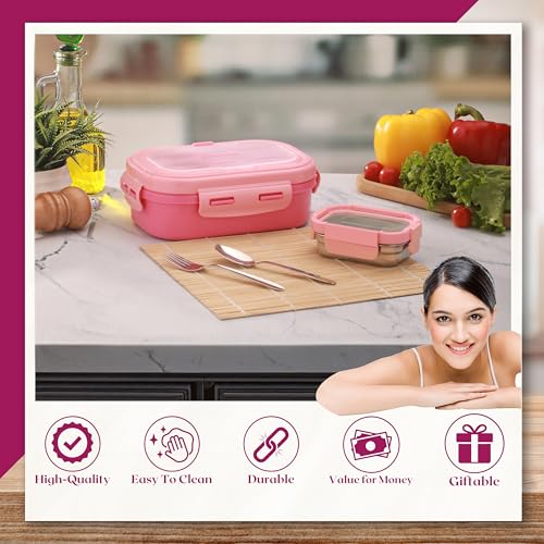 Trueware Picaso Insulated Inner Steel Thermoware BPA Free, Airtight, Food Grade, 2 Containers Lunch Box 750 ML - Image 2
