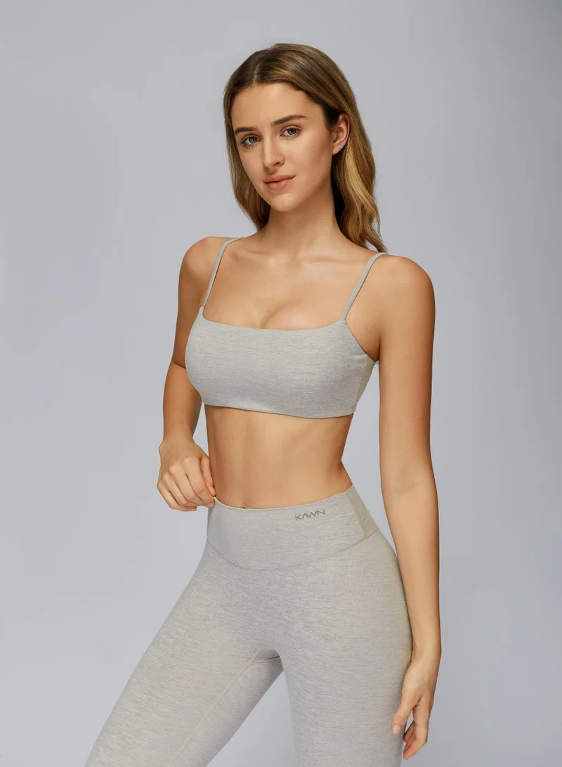 Kawn.yoga Cinerous Grey Square Neck Sports Bra for Women | Best Price UAE