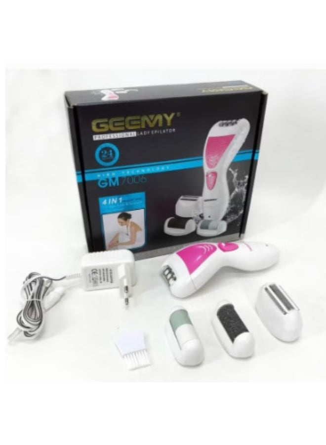 Gemmy GEEMY GM 7006 4 in 1 Rechargeable Waterproof 3W Hair Removal Epilator White with Bikini Trimmer and 2 Pumice Stones - Image 3