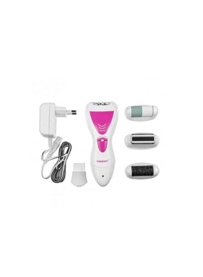 Gemmy GEEMY GM 7006 4 in 1 Rechargeable Waterproof 3W Hair Removal Epilator White with Bikini Trimmer and 2 Pumice Stones - Image 1