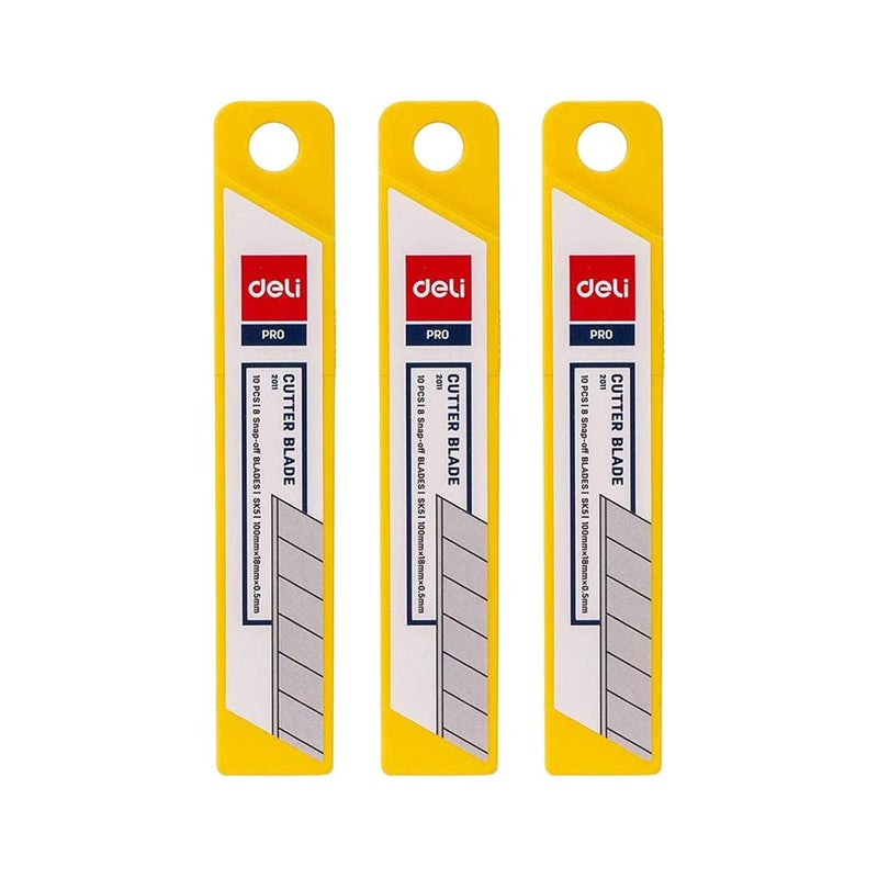 Deli E2011 Cutter Blades | 100mm X 18mm Stainless Steel Blades (Pack of 3) - Image 1