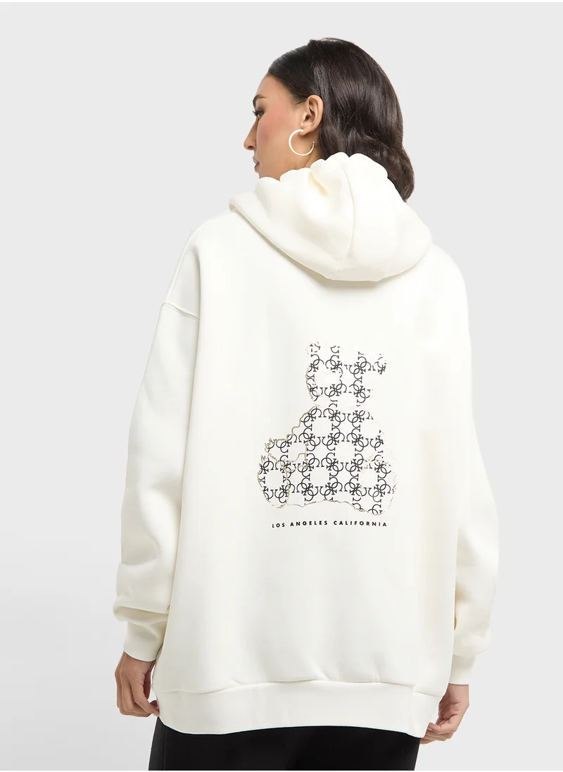 GUESS Drawstring Pocket Detail Hoodie