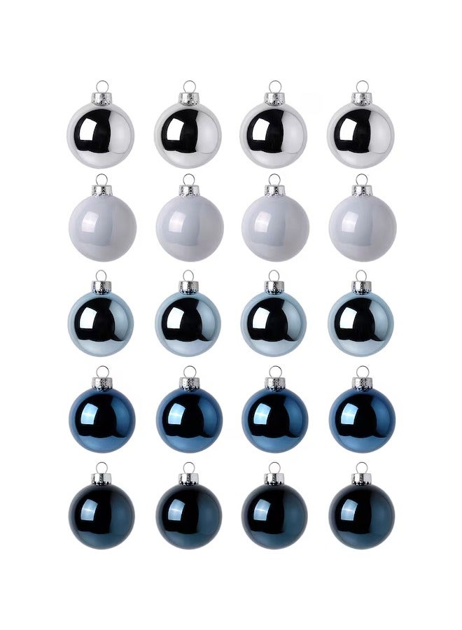 VINTERFINT Decoration, bauble, glass blue/silver-colour, 6 cm 20 packs - Image 1