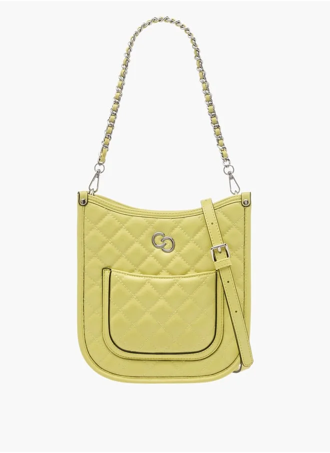 Celeste Women Quilted Shoulder Bag with Zip Closure and Chain Braided Strap