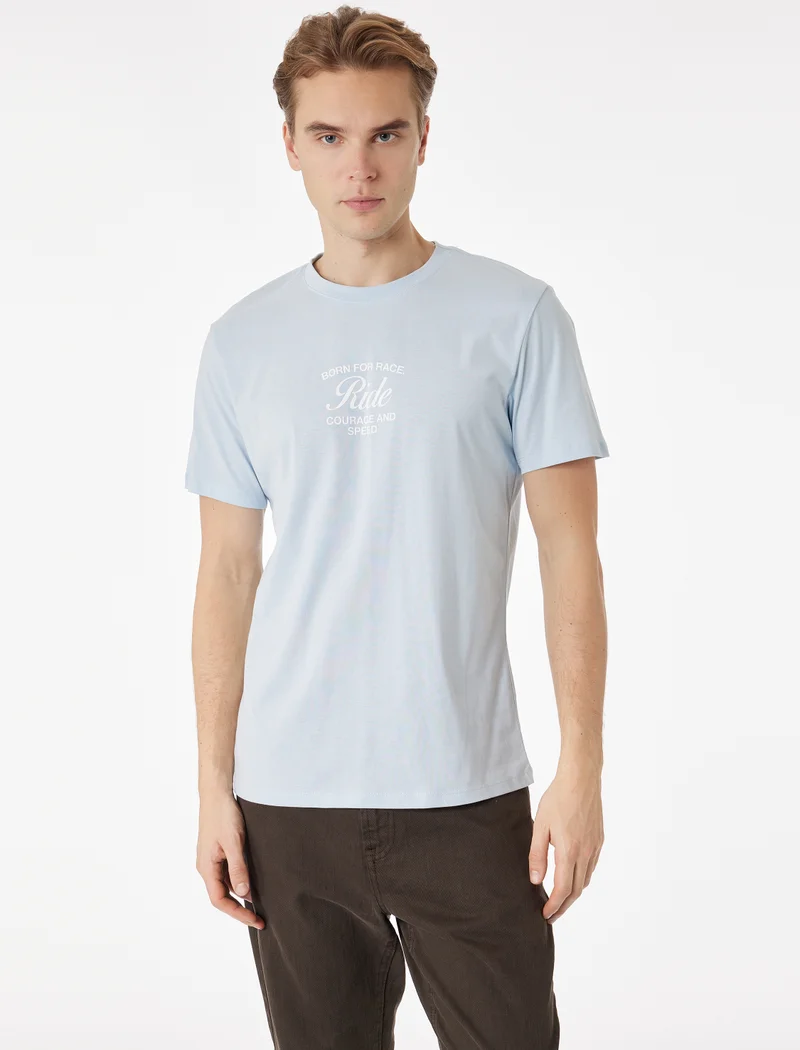 كوتون Crew Neck Printed T-Shirt