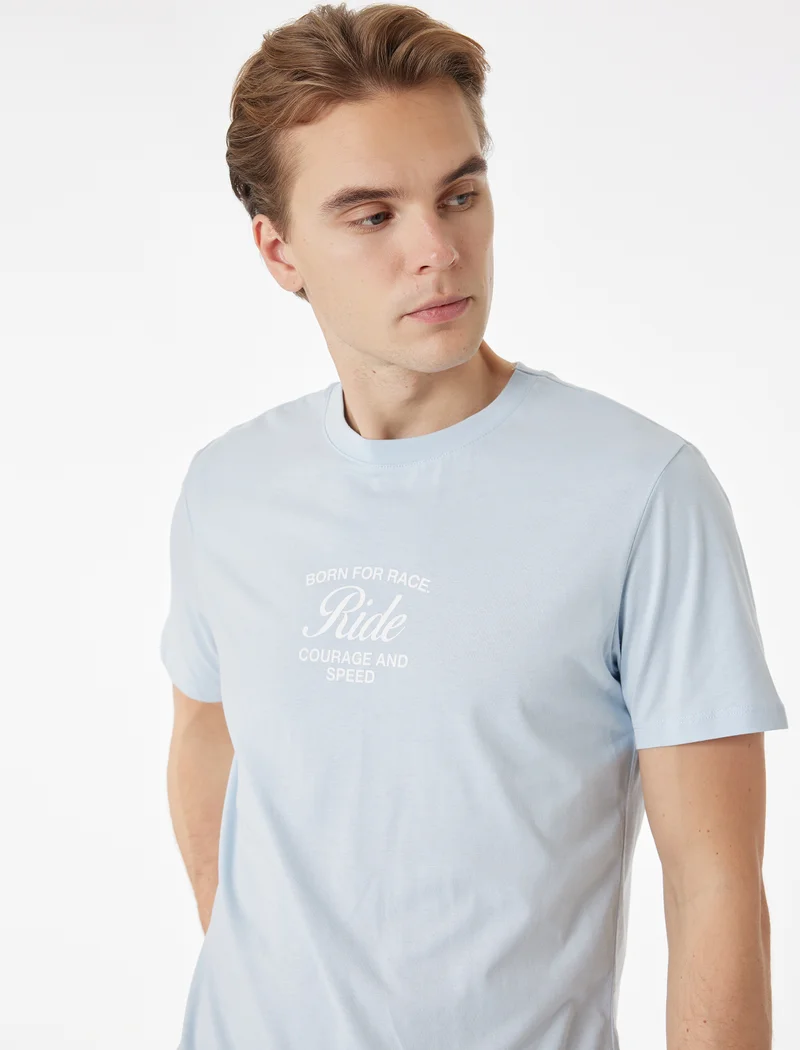 كوتون Crew Neck Printed T-Shirt