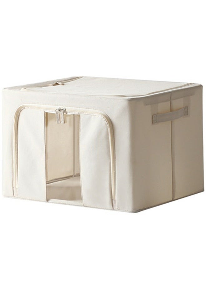Clothes Storage Bins with Metal Frame，Foldable Storage Bins with Lids Zipper Clear Window Reinforced Handles，Stackable Storage Box Organizer for Clothing Bedding, 66L - Image 4