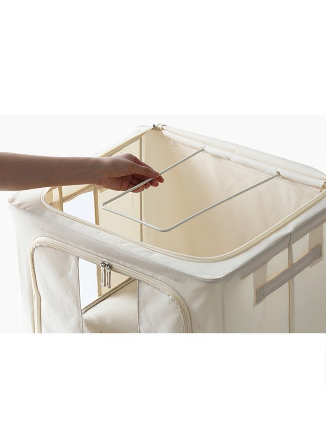 Clothes Storage Bins with Metal Frame，Foldable Storage Bins with Lids Zipper Clear Window Reinforced Handles，Stackable Storage Box Organizer for Clothing Bedding, 66L - Image 3