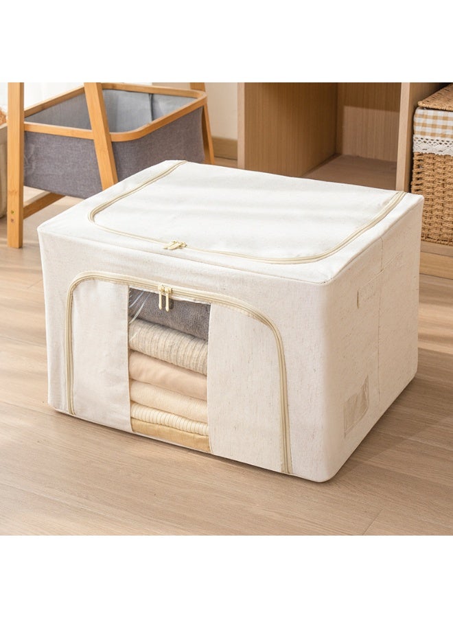 Clothes Storage Bins with Metal Frame，Foldable Storage Bins with Lids Zipper Clear Window Reinforced Handles，Stackable Storage Box Organizer for Clothing Bedding, 66L - Image 2