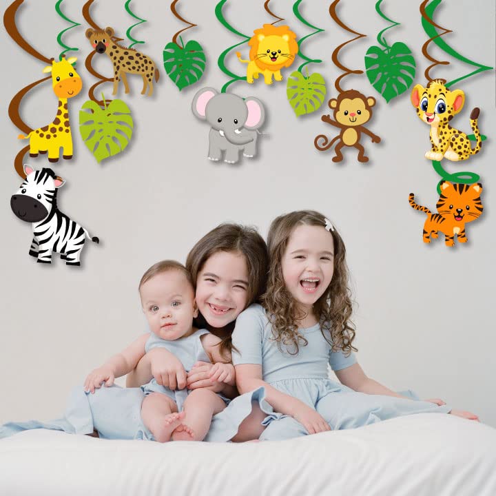 Festiko® 12 Pcs Jungle Theme Swirls with Cutouts, Jungle Theme 1st Birthday Supplies, Jungle Theme Decoration Supplies, Jungle Safari Party Supplies - Image 3