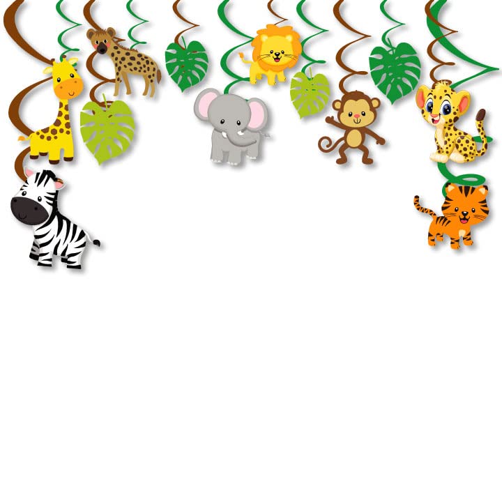 Festiko® 12 Pcs Jungle Theme Swirls with Cutouts, Jungle Theme 1st Birthday Supplies, Jungle Theme Decoration Supplies, Jungle Safari Party Supplies - Image 1
