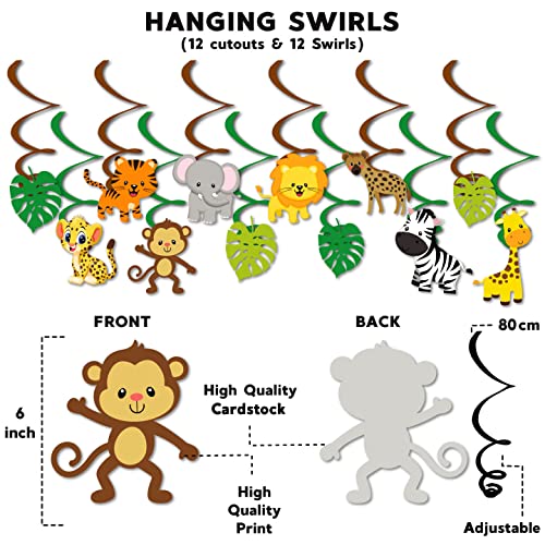Festiko® 12 Pcs Jungle Theme Swirls with Cutouts, Jungle Theme 1st Birthday Supplies, Jungle Theme Decoration Supplies, Jungle Safari Party Supplies - Image 2