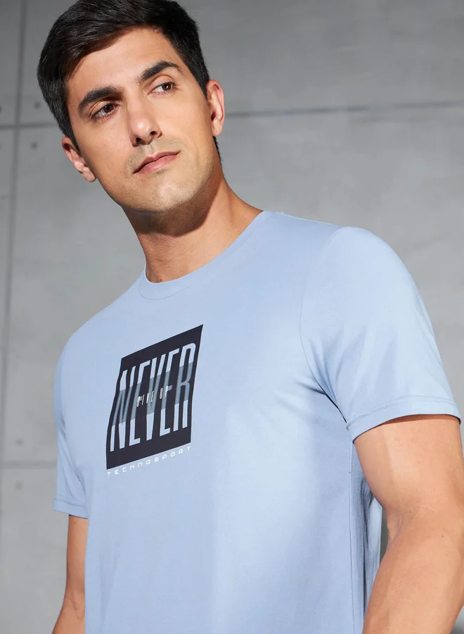 Technosport Technosport Men Printed Slim Fit Round Neck T-Shirt