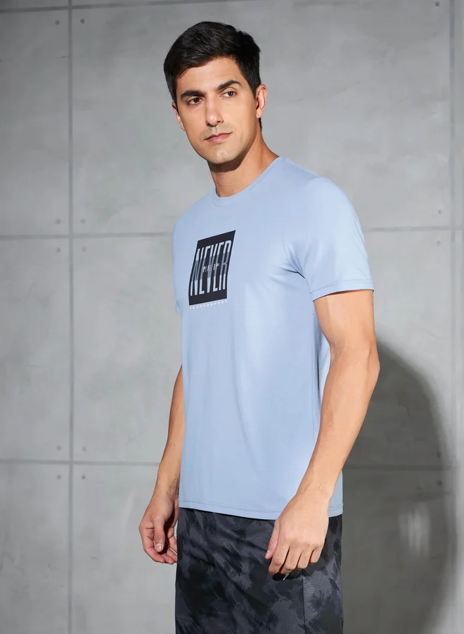 Technosport Technosport Men Printed Slim Fit Round Neck T-Shirt