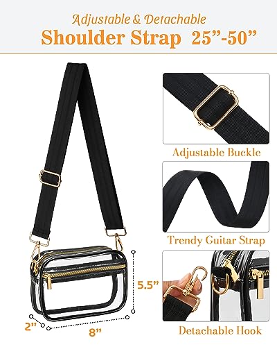 FANGSUN Clear Crossbody Bag Stadium Approved, Clear Purse for Women, Transparent Shoulder Messenger Handbag for Concert Sport - Image 3