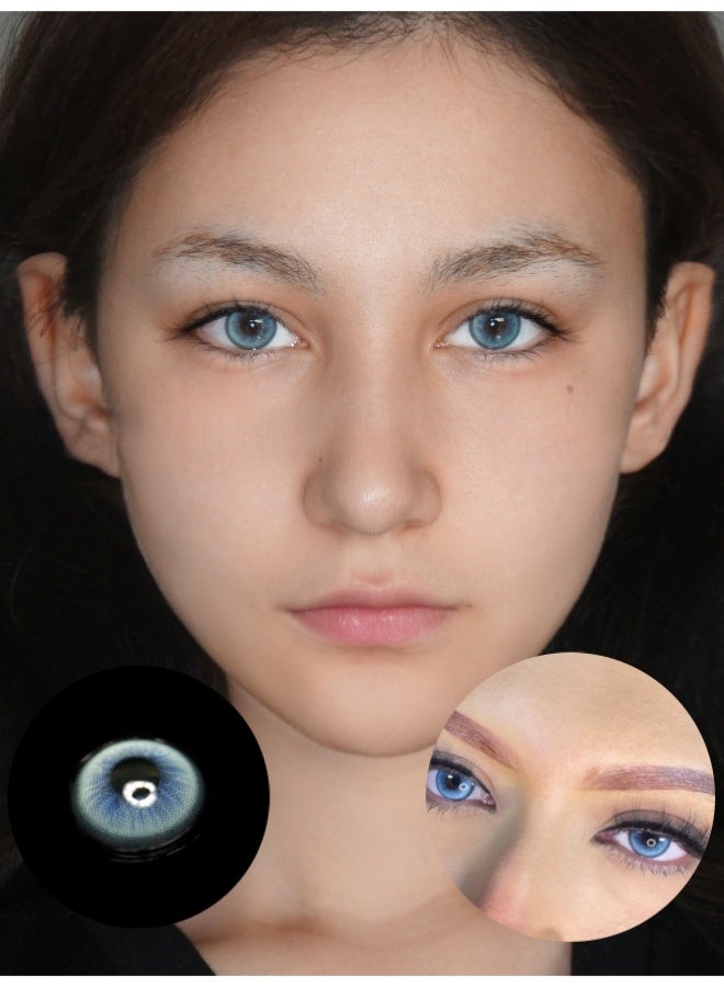 ARUWA عدسات ملونة زرقاء تو twilight سنوية، عدسات لاصقة تجميلية للجنسين، عدسات طبيعية عصرية، عدسات لينة تحتوي على 40% ماء، قطر العدسة 14.0 مم - Image 3