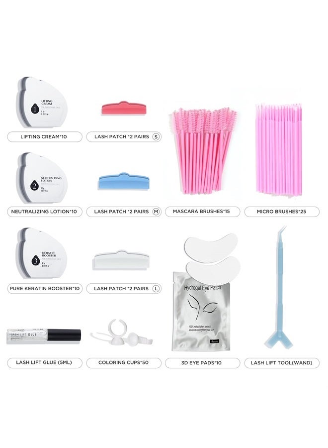 LASHVIEW مجموعة رفع الرموش، رفع الرموش، مجموعة احترافية لتجعيد الرموش، مجموعة سائلة، شبه دائمة، تجعيد وتثبيت، مجموعة تمديد رفع الموجة، 10 مرات - Image 2