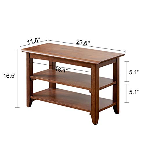 Md Decor Storage Bench Wooden Shoe Rack Bench | Rustic Solid Wood Entryway Bench | Indoor Shoe Organizer | Brown Wood Shoe Storage | 23.6 Inch Wooden Bench for Hallway<2 - Image 2