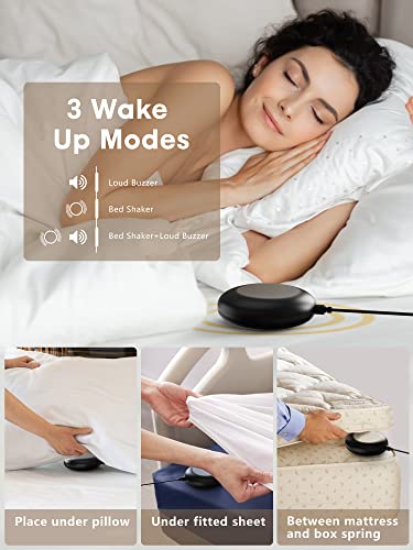 PPLEE Loud Alarm Clock for Heavy Sleeper, 2 Alarms Big Display Clock with Bed Shaker for Hard of Hearing Deaf,Plug in Bedroom Mirror Clock,Phone Charger,Dimmer,Simple Digital Clock for Senior Adult Teen Kid - Image 3