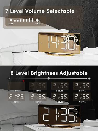 PPLEE Loud Alarm Clock for Heavy Sleeper, 2 Alarms Big Display Clock with Bed Shaker for Hard of Hearing Deaf,Plug in Bedroom Mirror Clock,Phone Charger,Dimmer,Simple Digital Clock for Senior Adult Teen Kid - Image 5