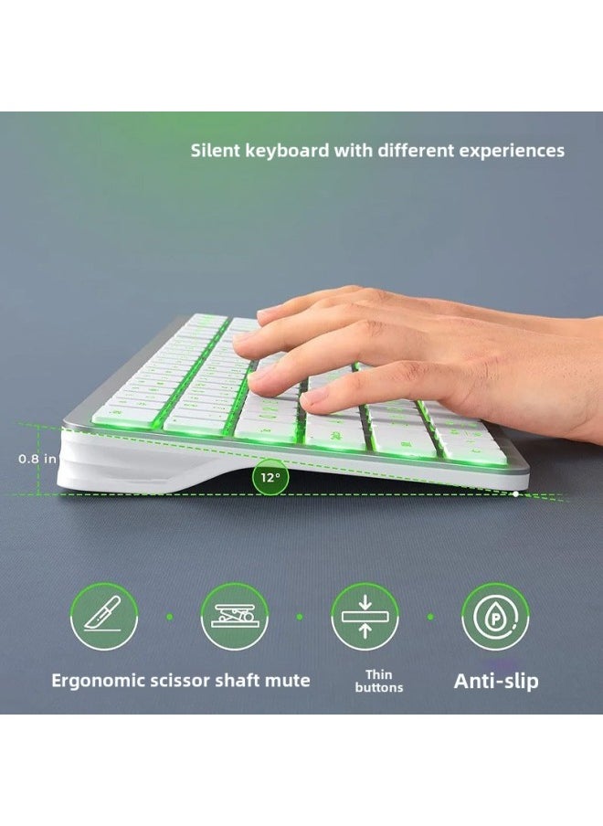 Source JOMAA Backlit Bluetooth Keyboard Rechargeable Office Business Ergonomic Keyboard Multi-system Compatible-Color:Black