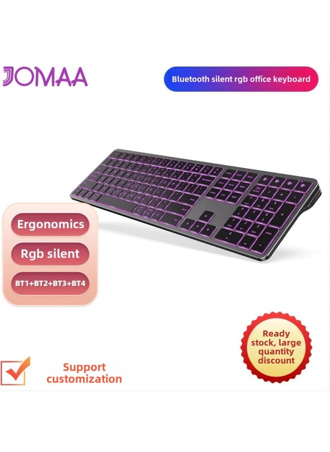 Source JOMAA Backlit Bluetooth Keyboard Rechargeable Office Business Ergonomic Keyboard Multi-system Compatible-Color:Black