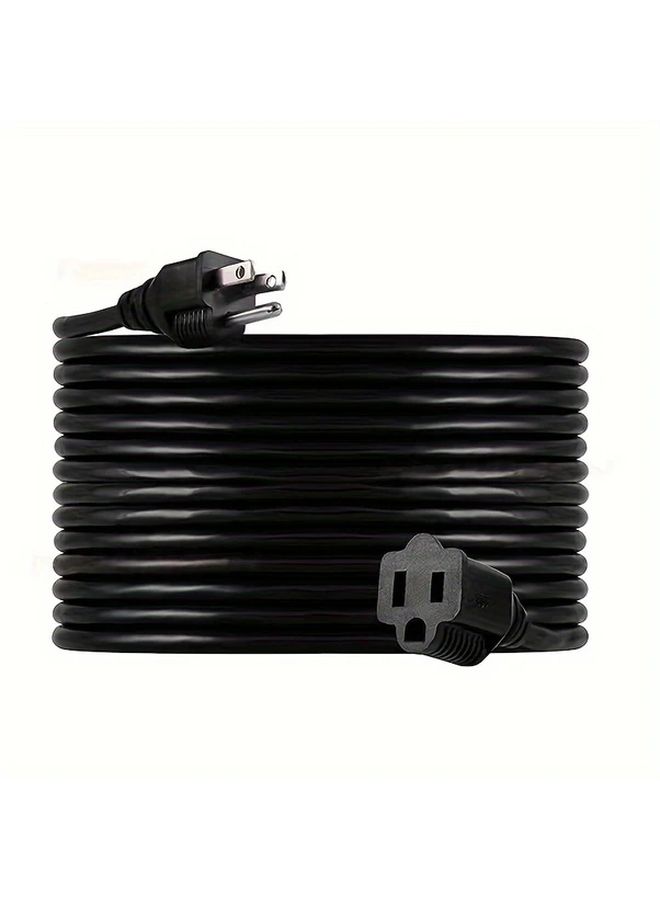 سلك تمديد ثقيل 15 قدم 14AWG مع قابس ذكر إلى أنثى معيار أمريكي أسود - Image 1