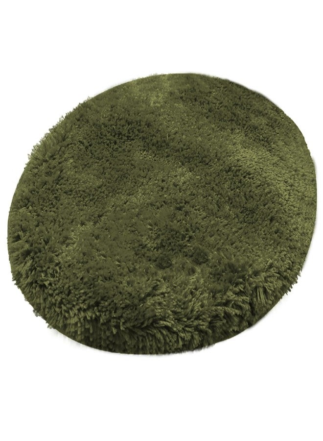 Reyox Plush Shaggy Bath Rug, Contour Mat and Toilet Lid Cover, Soft Microfiber Non Slip Bathroom Rugs Army Green Lid Cover - Image 1