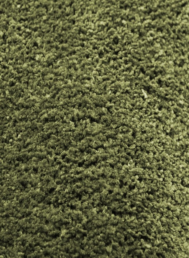Reyox Plush Shaggy Bath Rug, Contour Mat and Toilet Lid Cover, Soft Microfiber Non Slip Bathroom Rugs Army Green Lid Cover - Image 2