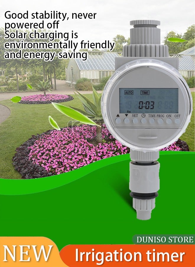 Loquat Solar Powered Automatic Watering Timer, Solar Powered Irrigation Timer Controller, Digital Irrigation Timer System with LCD Digital Display for Plants Flowers at Garden for Home Lawn - Image 2